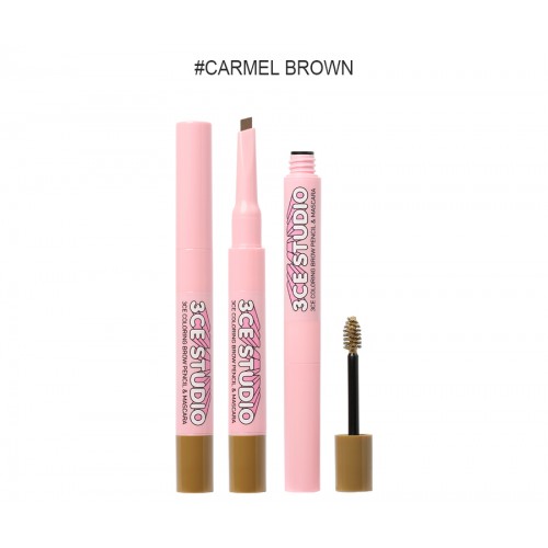 3CE Studio Coloring Brow Pencil & Mascara #1 Caramel Brown